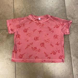 Burgundy T-shirt with flowers